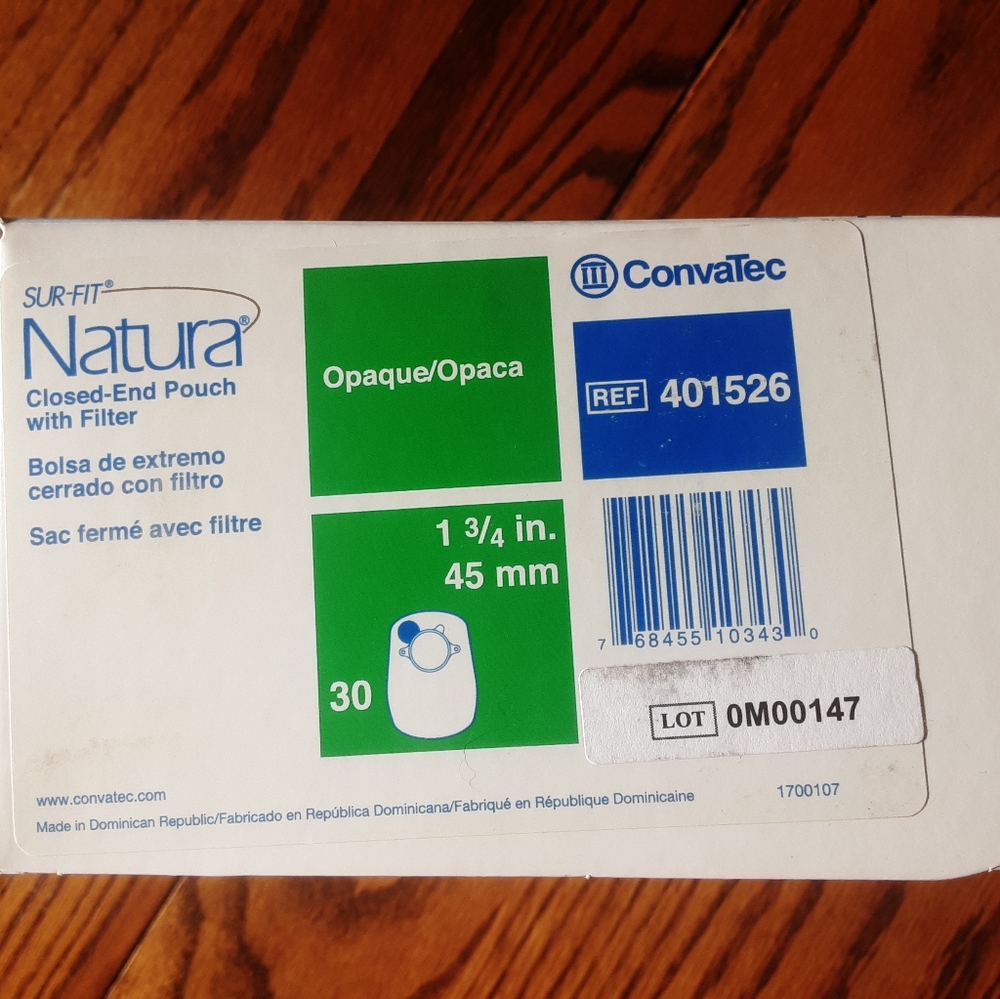 ConvaTec 401526 Natura SUR-FIT Closed-End Pouch Ostomy  1 3/4"
